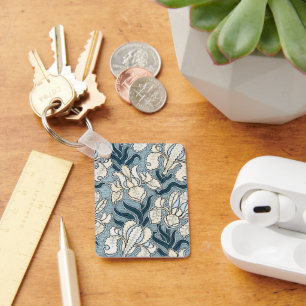 Chaveiro Arte Vintage Art Nouveau, Flores de Íris de Jardim