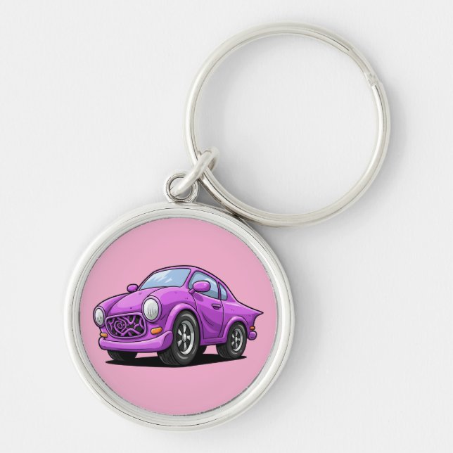 Chaveiro Artefato de carro roxo extremamente torto  (Frente)