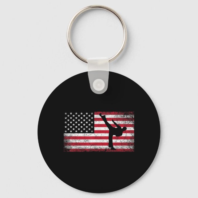 Chaveiro Artes Marciais de Karatê 4 de Julho Bandeira Ameri (Frente)