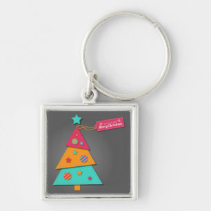 Chaveiro artesanato de arte moderna de árvore de Natal bri