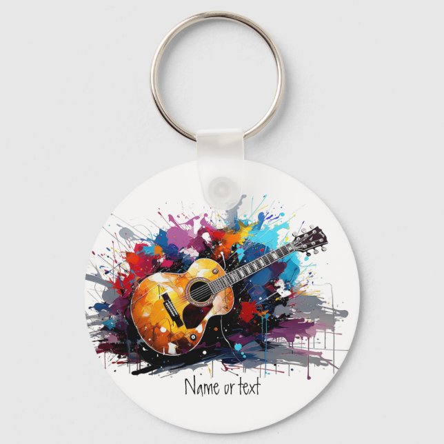Chaveiro Artistic Abstract Guitar Music Lover's Art  (Frente)