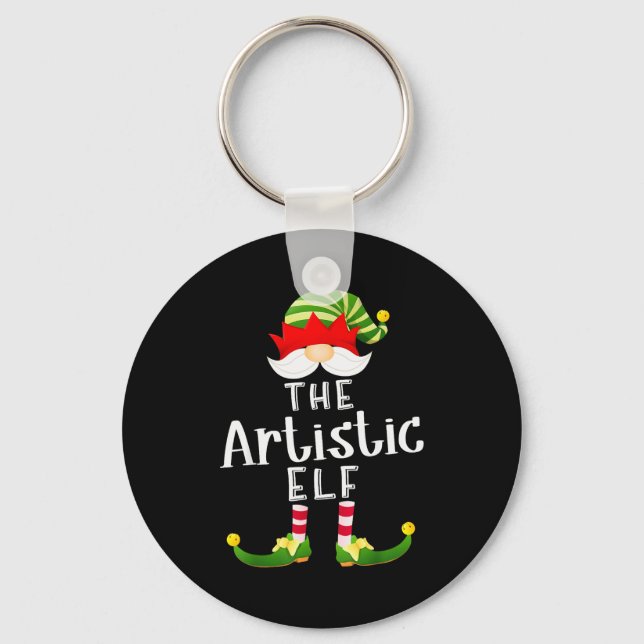 Chaveiro Artistic Elf Group Christmas Funny Pajama Party  (Frente)