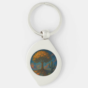 Chaveiro artístico com Design de árvore vibrante