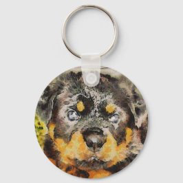 Chaveiro Artístico Rottweiler Puppy Retrato