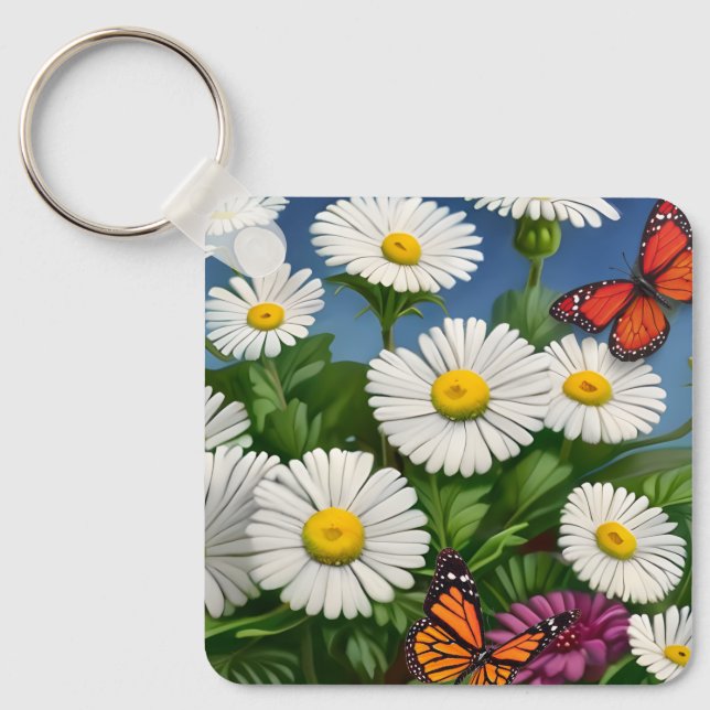 Chaveiro Artsy Divertimento Daisies E Borboletas (Frente)