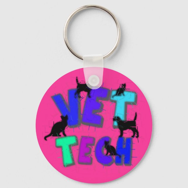 Chaveiro Artsy Vet Tech Gifts, Unique artist drawn design (Frente)