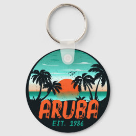 Chaveiro Aruba Caribe Sea Vintage Retro Sunset Souvenirs