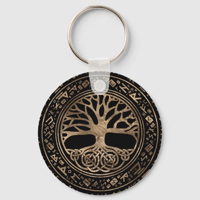 Chaveiro Árvore da vida - Padrão Runic de Yggdrasil (Frente)