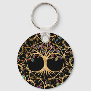 Chaveiro Árvore da vida - Yggdrasil - folhas coloridas