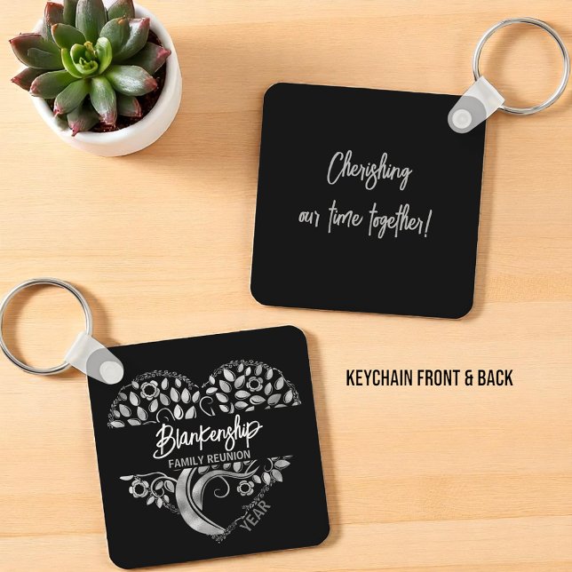 Chaveiro Árvore de Arte Cardíaca de Reunião Personalizada,  (key chain template front and back)