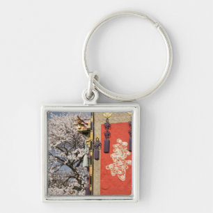 Chaveiro Árvore de flor de cerejeira e tapeçaria de seda de