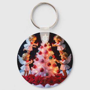 Chaveiro Árvore de Natal Caprichosa Com Figurinhas de Anjo