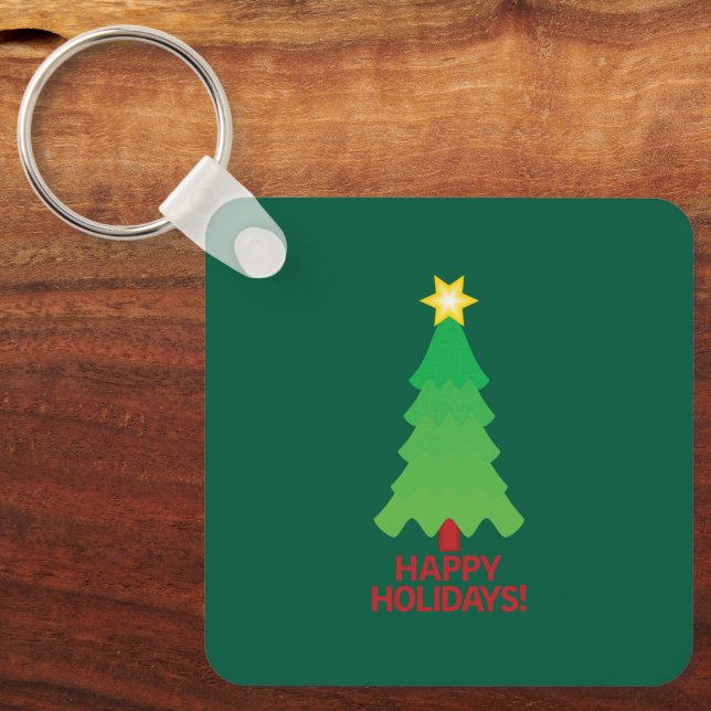 Chaveiro Árvore de Natal com Pingente de Estrela Brilhante (Frente)