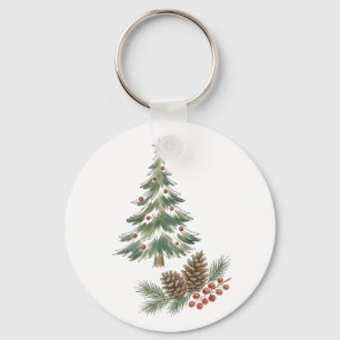 Chaveiro Árvore de Natal com Pinhas e Frutas Vermelhas