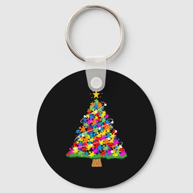 Chaveiro Árvore de Natal da Conscientização do Autismo (Frente)