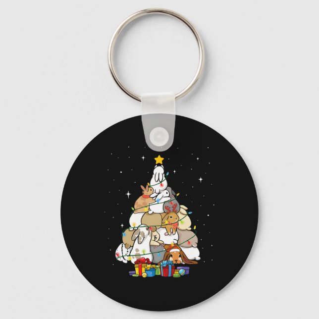 Chaveiro Árvore de Natal de Coelho Fofo 1  (Frente)