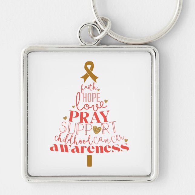 Chaveiro árvore de Natal de conscientização do cancer infan (Frente)
