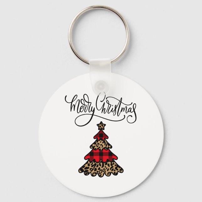 Chaveiro Árvore de Natal de Impressão de xadrez e Leopardo (Frente)