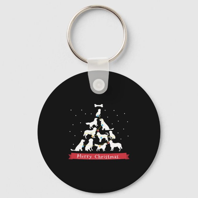 Chaveiro Árvore de Natal do ouro Retriever (Frente)