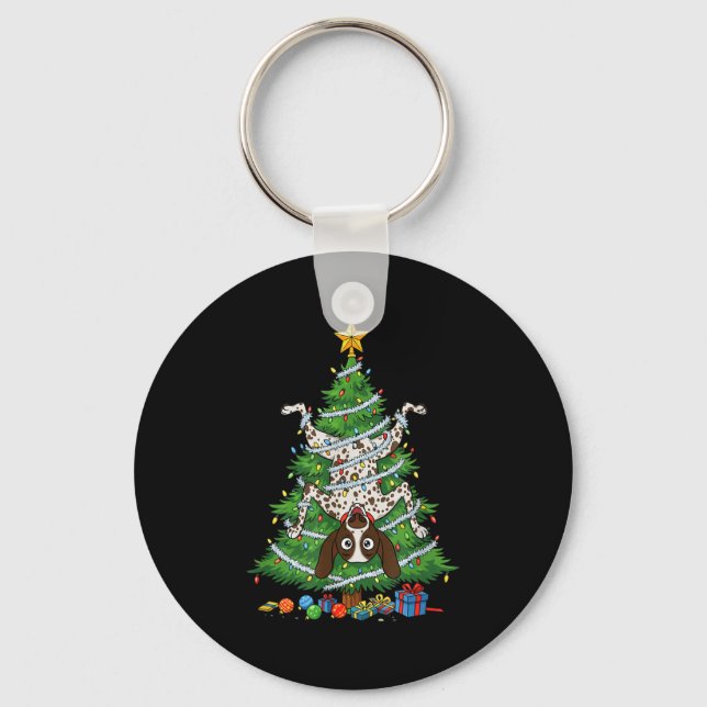 Chaveiro Árvore de Natal engraçada do cão Inter de Pointer  (Frente)