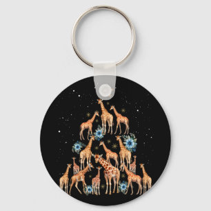 Chaveiro Árvore de Natal Girafa Floral Girafa Luzes de Nata