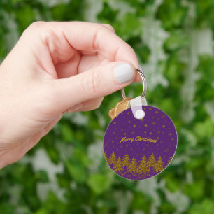 Chaveiro Árvore de Natal pouco Dourada, estrelas, neve em r