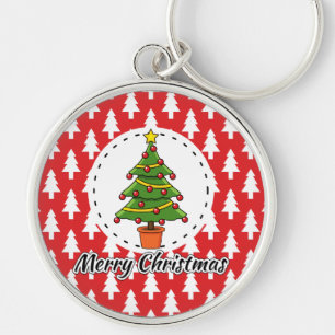 Chaveiro Árvore de Natal sobre Pinheiros Vermelhos - Feliz