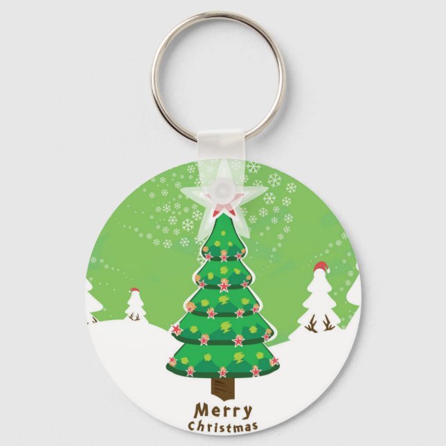 Chaveiro Árvore de Natal Verde Feliz (Frente)