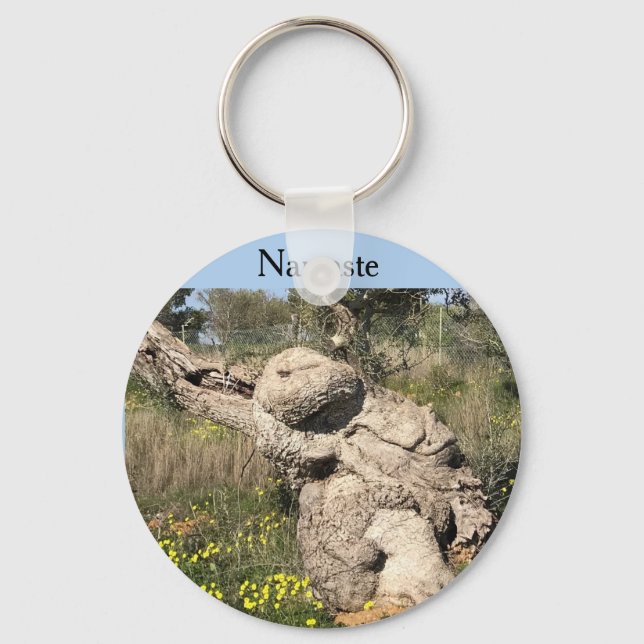 Chaveiro Árvore de oliveira em posição de ioga (Frente)