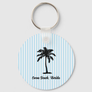 Chaveiro Árvore de Palma de Praia Personalizada Faixa Azul 