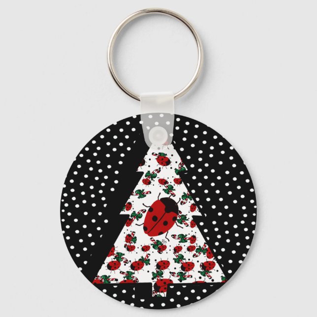 Chaveiro Árvore Ladybug de Natal (Frente)