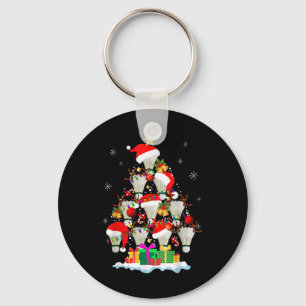 Chaveiro Árvore Natal Badminton Ball Santa Hat Engraçado Xm