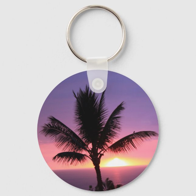 Chaveiro Árvore Palm Havaiana e Sunset Colorido (Frente)