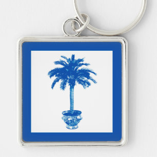 Chaveiro Árvore Palm Potente - azul de cobalto e branco