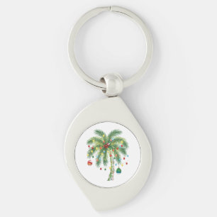 Chaveiro Árvore tropical de palma de Natal com luzes e orna