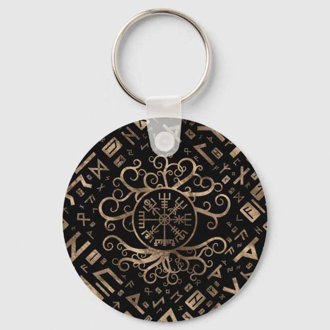 Chaveiro Árvore Vegvisir de Yggdrasil e Runles (Frente)