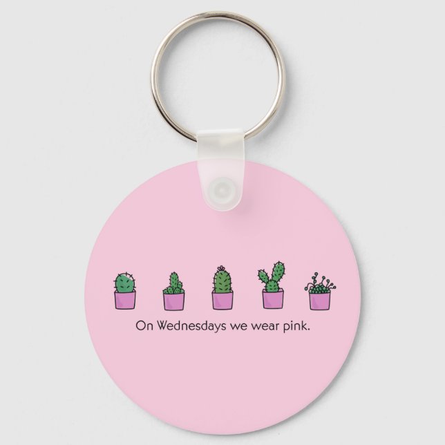Chaveiro Às quartas-feiras Vestimos Rosa (Frente)