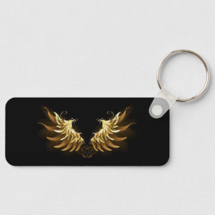Chaveiro Asas de Anjo Douradas em fundo Preto
