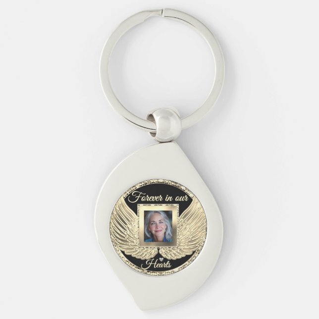 Chaveiro Asas de Anjo Memorial Personalizado Adicionar Foto (Frente)