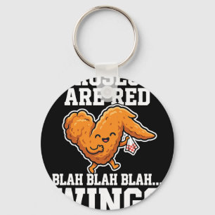 Chaveiro Asas de Frango Buffalo Rosas São Vermelhas Dia Eng