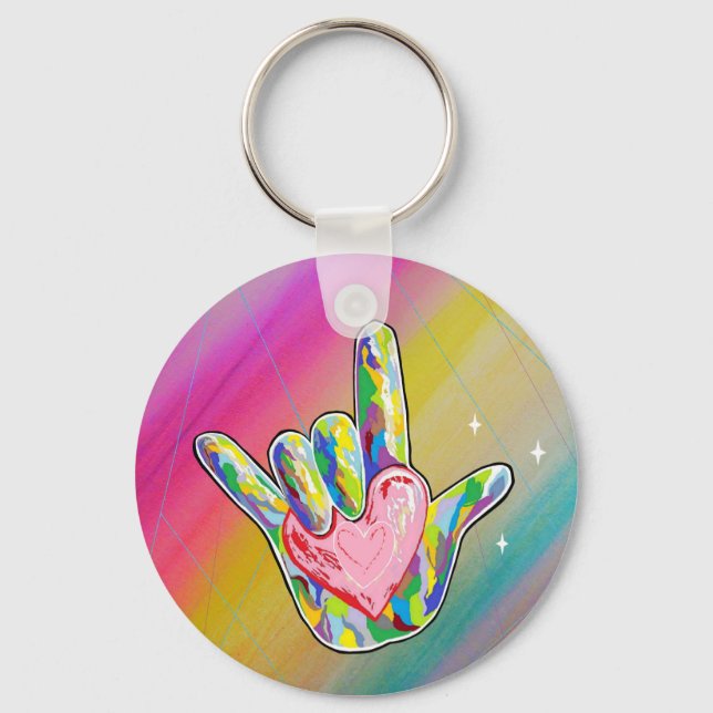 Chaveiro ASL I Love You Heart (Frente)