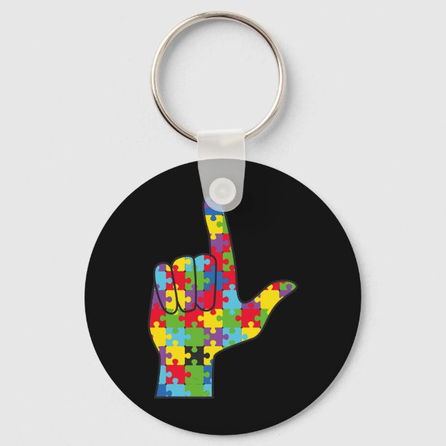 Chaveiro ASL Love Sign Autism Awarse Support (Frente)