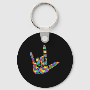 Chaveiro ASL Love Sign Language Autism Awarsm Suporte 3