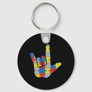 Chaveiro ASL Love Sign Language Autism Awarsm Suporte 4