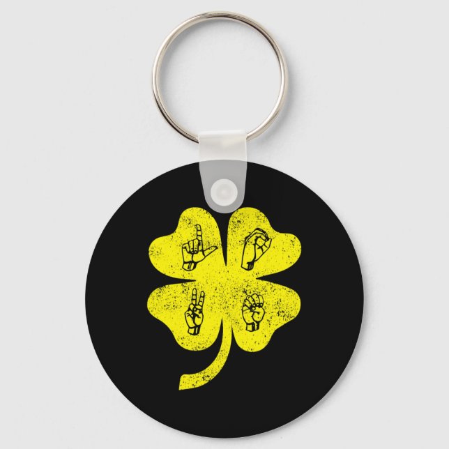 Chaveiro ASL Love Sign Language Dia de São Patrício com sup (Frente)
