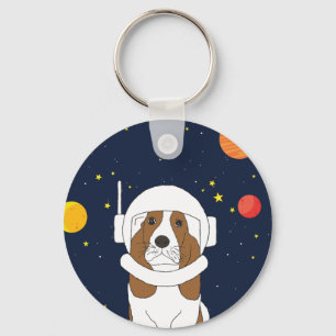Chaveiro Astronauta De Cão Cão Cão Cento Com Capacete Espac