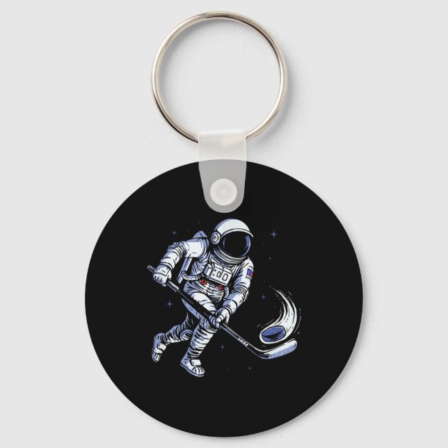 Chaveiro Astronauta de hóquei espacial jogando em gravidade (Frente)