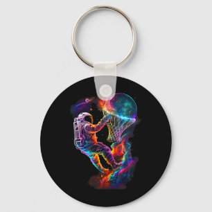 Chaveiro Astronauta Dentando Um Jogador De Bysketbyll Espaç