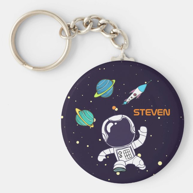 Chaveiro Astronauta Espacial Flutuante no Espaço Exterior (Frente)