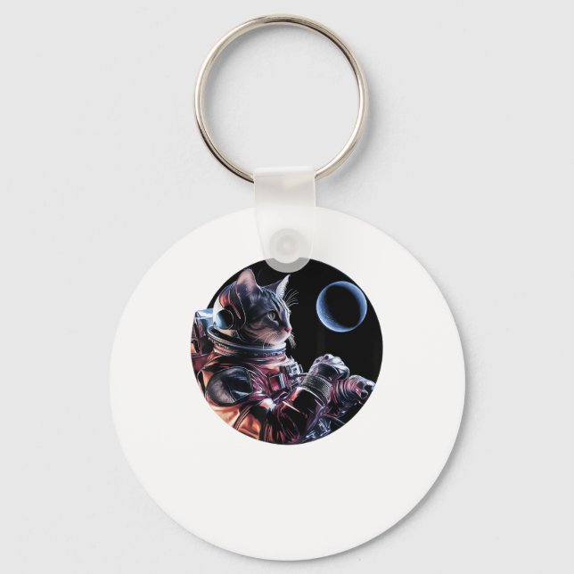 Chaveiro Astronauta Gato com Planeta (Frente)